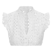 Dame Dirndl Bluse | Hvid V-Hals Oktoberfest Top | Traditionelt Inspireret Bluse Til Festivaler & Temafester | Vanero