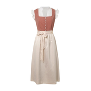 Dame Dirndl Midi-Kjole | Kortærmet Traditionelt Design | Bayersk Inspireret Kjole Til Oktoberfest & Festivaler | Vanero