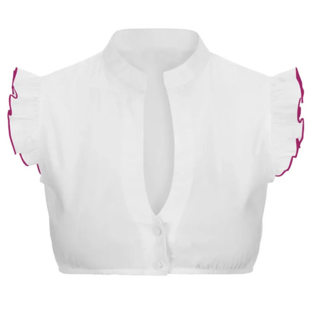 Dame Dirndl-Bluse Bomuldsblanding | Kortærmet Traditionel Top | Til Oktoberfest, Festivaler & Temabegivenheder | Vanero