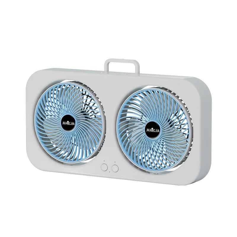 Dobbelt USB-Ventilator Med 360° Rotation | USB-C Genopladelig Dobbeltmotor Køling | Bærbar Til Indendørs Og Udendørs Brug | Vanero