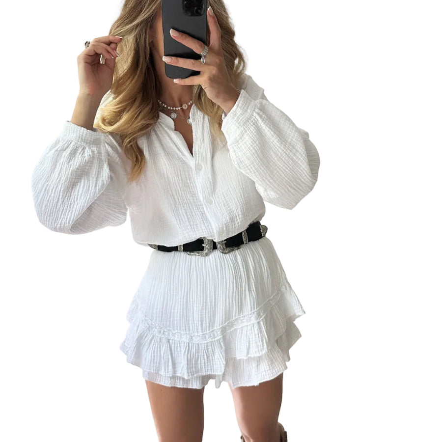 Dame Bomuldssæt | Løstsiddende Bluse Og Shorts Med Elastisk Talje | Sommer Og Hverdagsbrug | Vanero