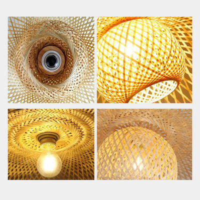 Japansk loftlampe | Elegant japansk stil pendellampe med vævet skærm | Vanero
