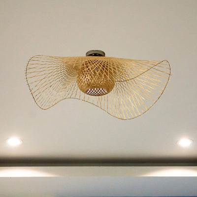 Japansk loftlampe | Elegant japansk stil pendellampe med vævet skærm | Vanero