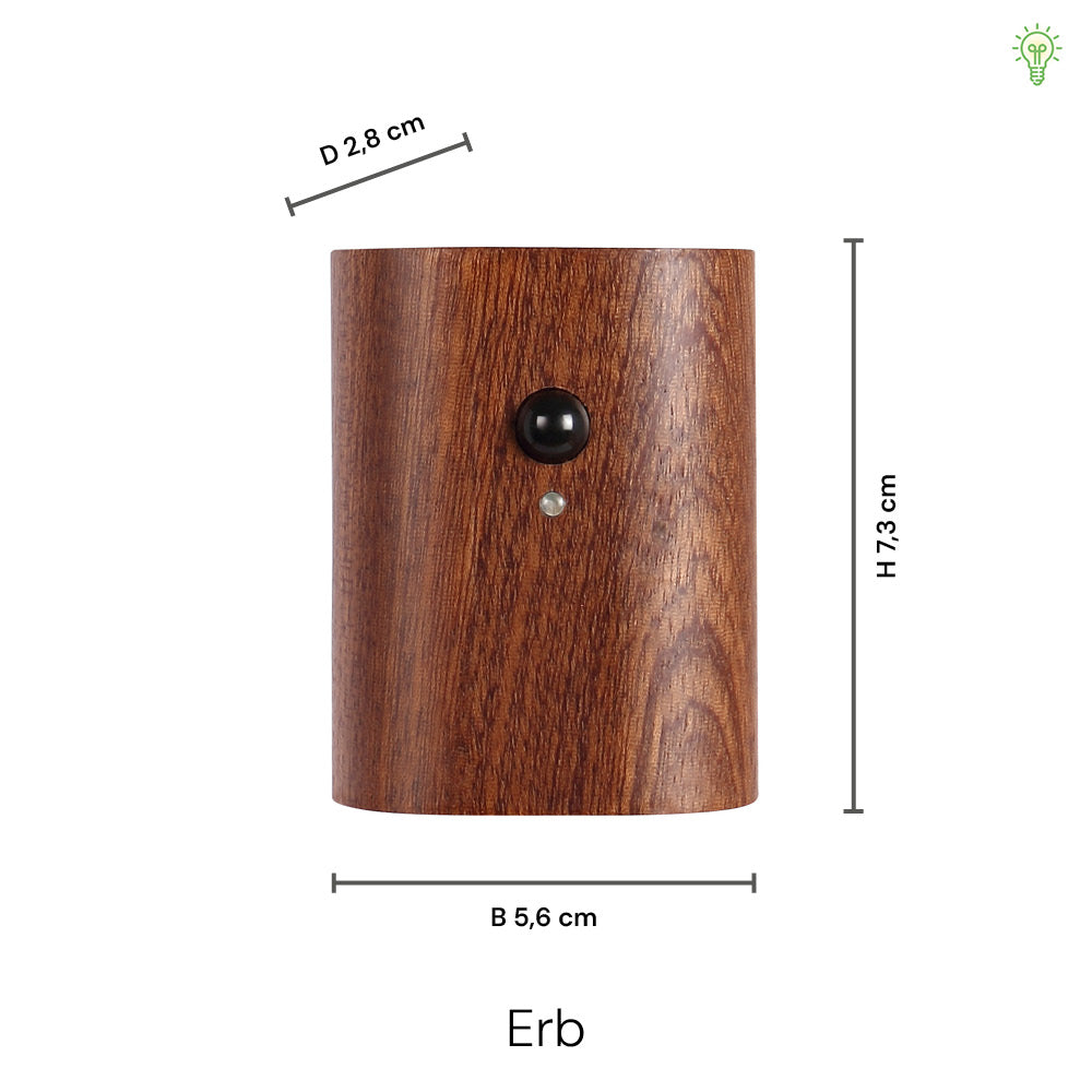 Erb Trådløs Væglampe | Mørkt Birketræ | Vanero