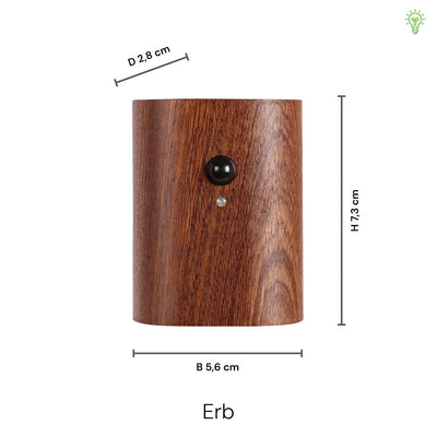 Erb Trådløs Væglampe | Mørkt Birketræ | Vanero