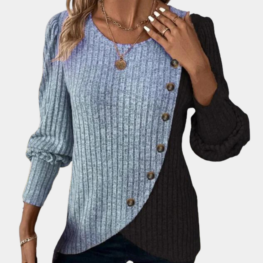 Damesweater Strikstof | Relaxed Fit Striktrøje med Rund Hals | Lag-På-Lag Design til Hverdagsbrug & Afslappet Styling | Vanero
