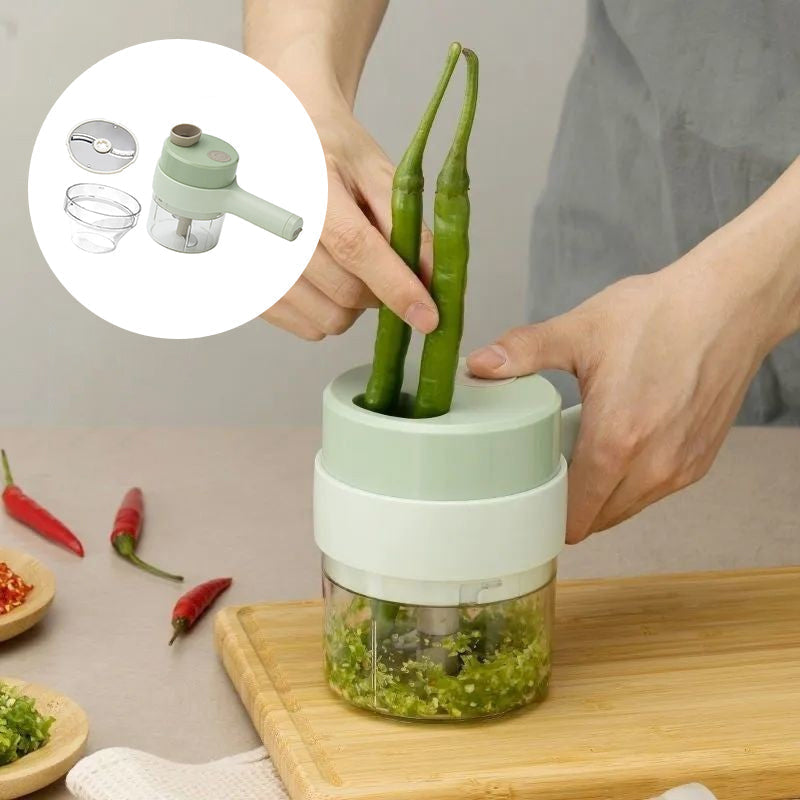 Trådløs Minihakker Med Rustfri Stålblade | USB-Genopladeligt Design På 250 ml | Tilberedning Af Grøntsager Krydderurter Og Frugt | Vanero
