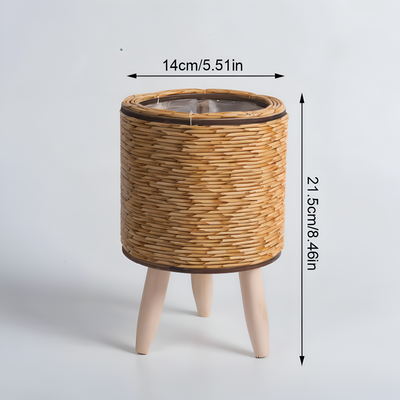FauxWicker Pot | Håndlavet Rustik Rattan Plantekrukke - Dekorativ Blomsterkurv | Vanero