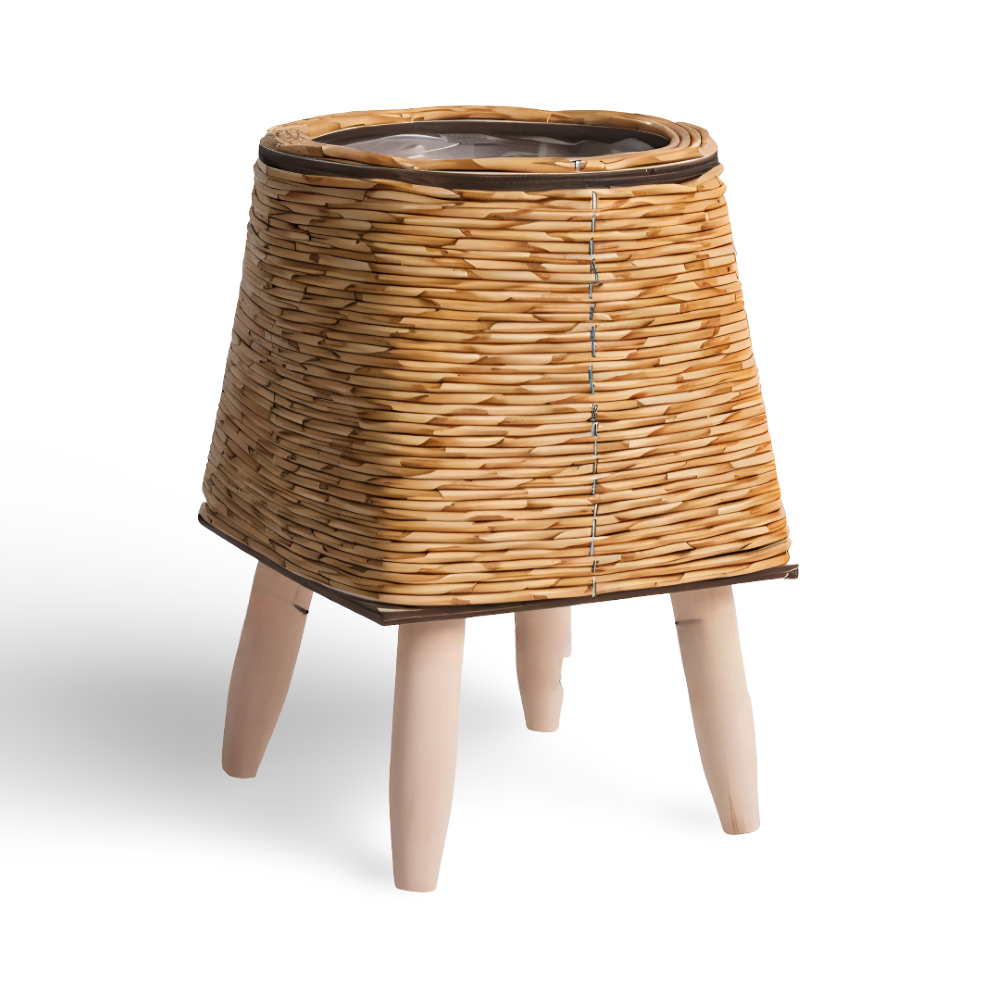 FauxWicker Pot | Håndlavet Rustik Rattan Plantekrukke - Dekorativ Blomsterkurv | Vanero