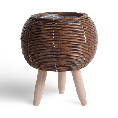 FauxWicker Pot | Håndlavet Rustik Rattan Plantekrukke - Dekorativ Blomsterkurv | Vanero