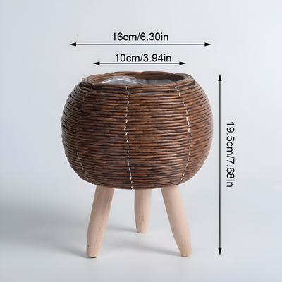 FauxWicker Pot | Håndlavet Rustik Rattan Plantekrukke - Dekorativ Blomsterkurv | Vanero