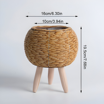 FauxWicker Pot | Håndlavet Rustik Rattan Plantekrukke - Dekorativ Blomsterkurv | Vanero