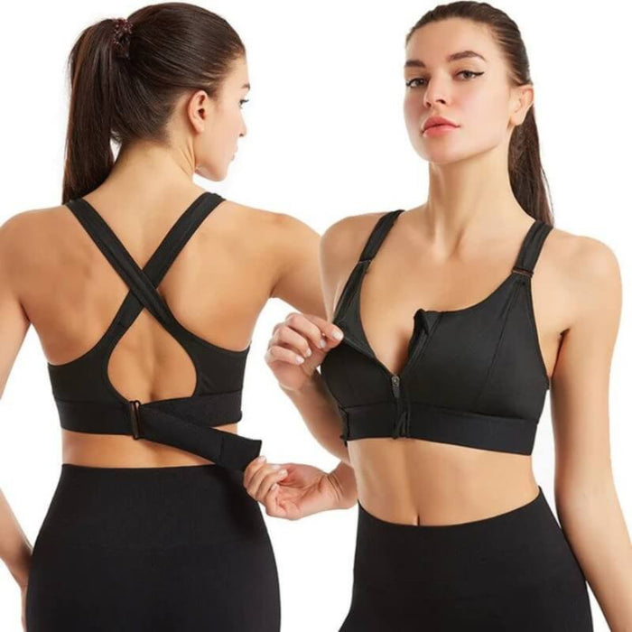 Dame Sports BH | Elastisk Pasform Activewear BH | Lynlås Foran til Træning & Hverdagsbrug | Vanero