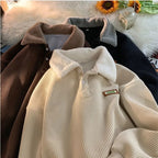 Herre Fleece Pullover Polyester | Regular Fit Sweatshirt Med Knaplukning | Fløjlsdesign Til Hverdagsbrug & Vinter | Vanero
