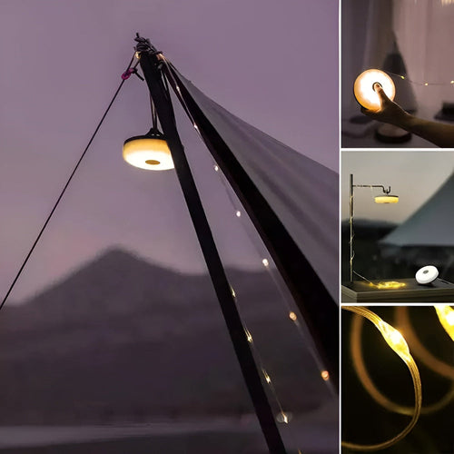 Camping LED Lyskæde 10M System | USB-C Genopladelig Vandtæt Konstruktion | Telt Have Terrasse & Udendørs Belysning | Vanero