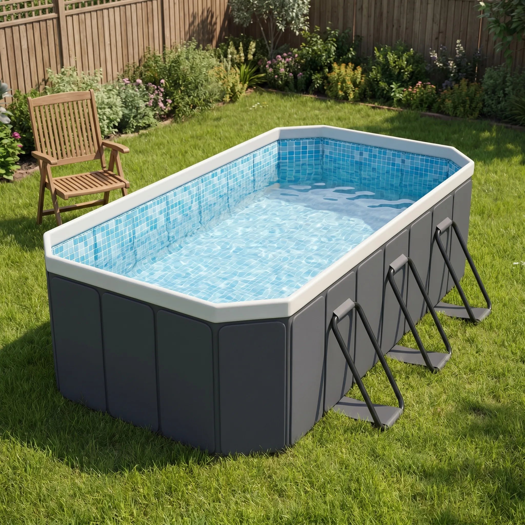 Børnepool | PVC Foldbar Børnepool Med Støtteramme | Udendørs Vandleg I Haven | Vanero