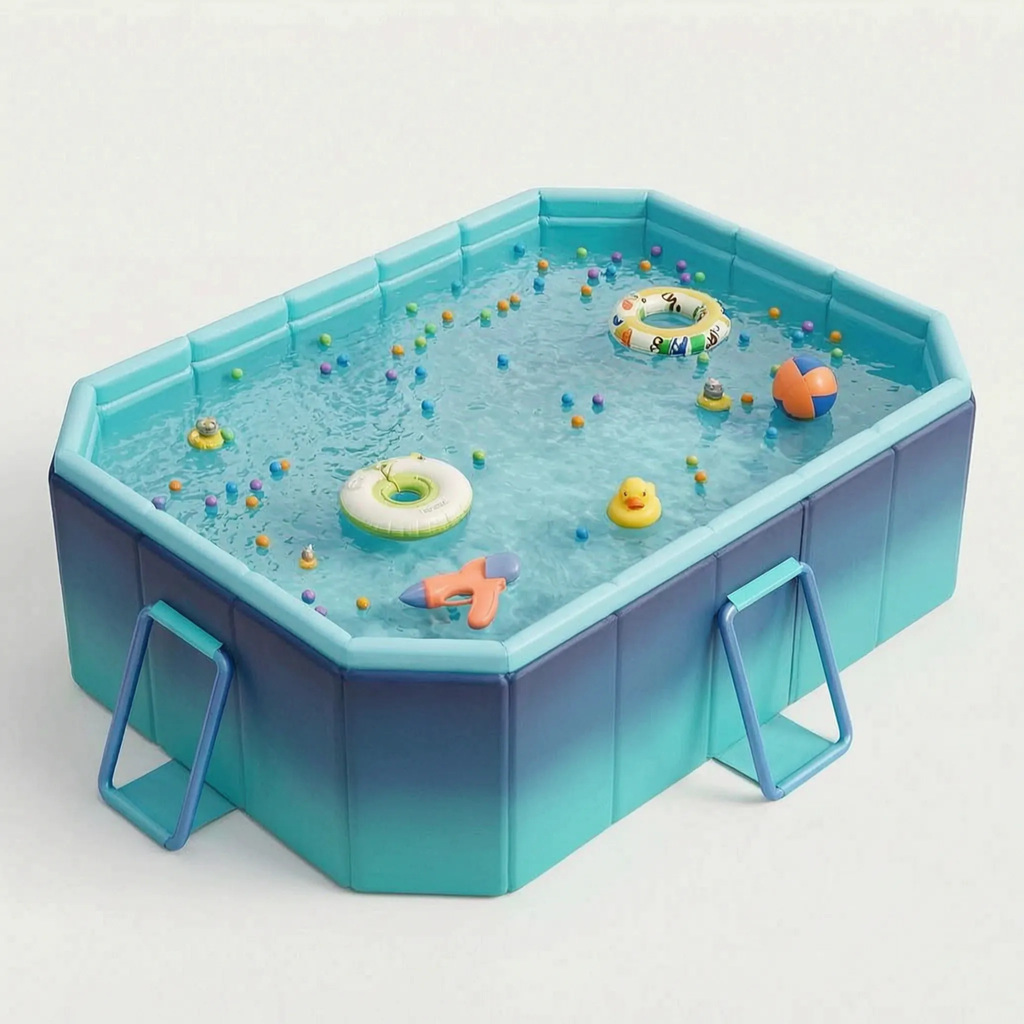 Børnepool | PVC Foldbar Børnepool Med Støtteramme | Udendørs Vandleg I Haven | Vanero