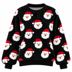 Julestriktrøje Til Dame | Gennemgående Julemandsmønster & Løs Pasform | Rundhalset Pullover Til Julefester & Vinterbrug | Vanero