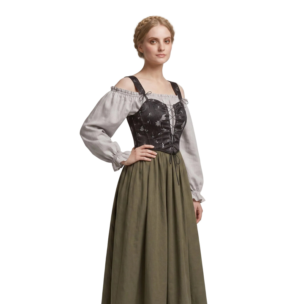 Dame Trachtenkjole i Polyester | Regular Pasform & Puffærmer | Traditionelt Inspireret Folkekjole Til Oktoberfest & Fester | Vanero