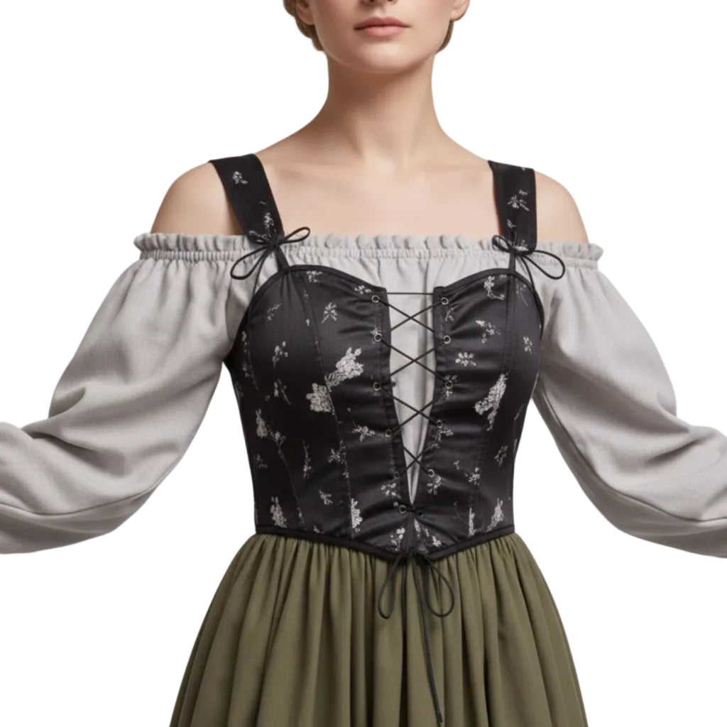 Dame Trachtenkjole i Polyester | Regular Pasform & Puffærmer | Traditionelt Inspireret Folkekjole Til Oktoberfest & Fester | Vanero