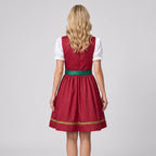 Dame Oktoberfest Kjole i Polyester | Snøredetalje & Forklæde | Korte Puffærmer Til Folkefester & Temafester | Vanero