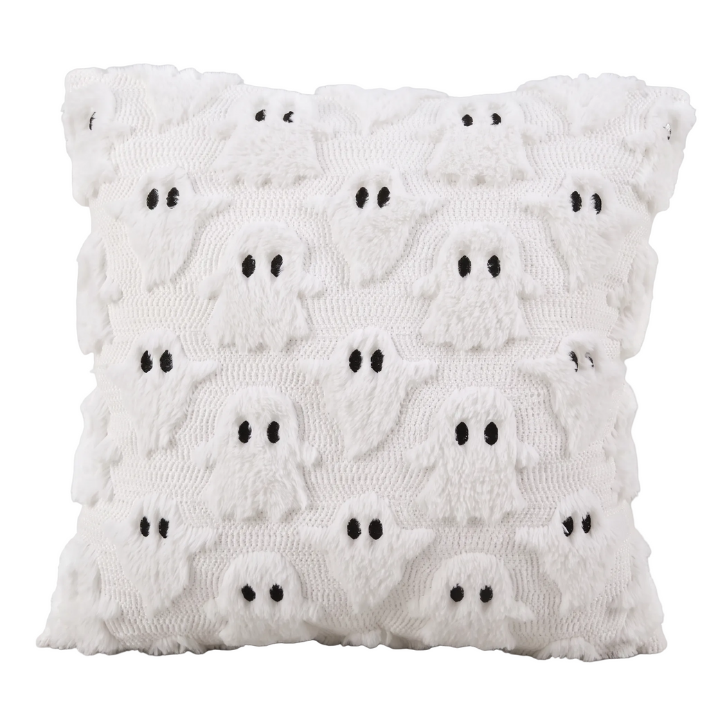 Halloween Pudecover | Spøgelse- & Græskarmønster | Polyester-Bomuld Dekorativt Pudebetræk Til Sofa, Seng & Sæsonpynt | Vanero