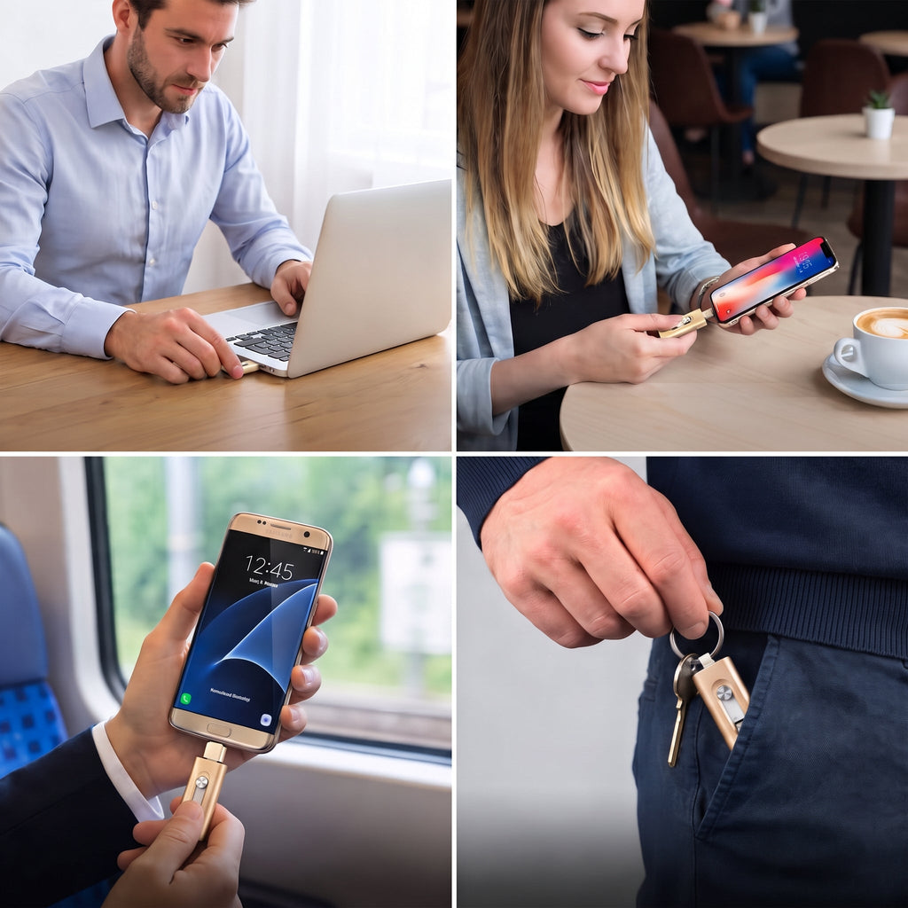 3-i-1 USB-Stik | USB 3.0 & Type-C Med OTG-Adapter | Sammenfoldeligt Metalhus Til Filopbevaring & Dataoverførsel | Vanero
