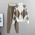 Mia Let Tekstilmateriale | Afslappet Pasform Todelt Sæt | Ternet Trøje & Ensfarvede Bukser til Hverdagsbrug & Afslappede Outfits | Vanero