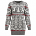 Juleminikjole Til Dame | Rensdyr-, Snefnug- & Juletræsmønster | Elastisk Strik, Slim Fit, Lange Ærmer & Ribkanter | Vanero
