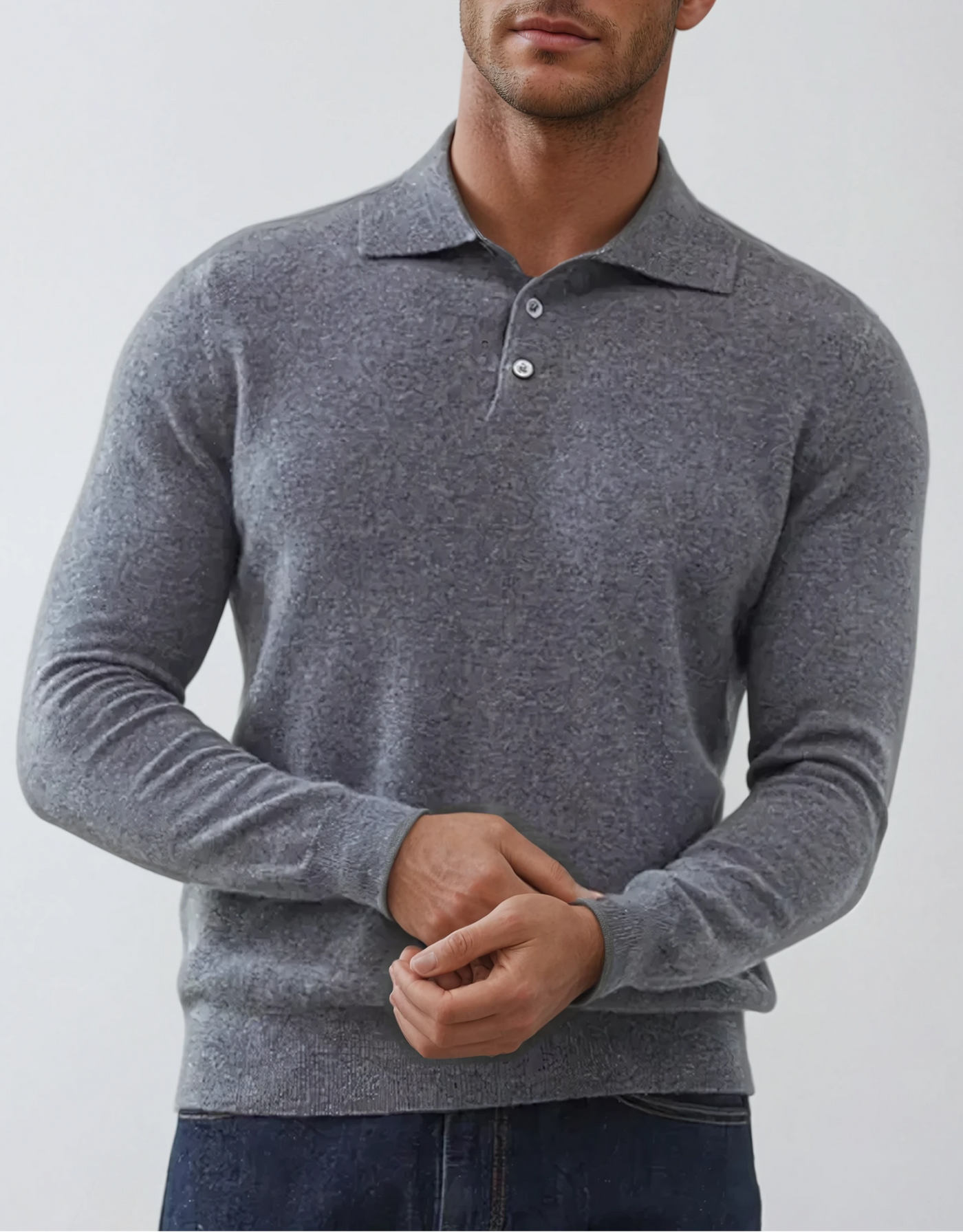 Polo l Cashmere Klassisk - Grå l Vanero