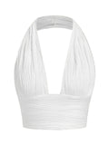 Dame Halter Top | Ærmeløs Top Med Åben Ryg Og Dyb V Hals | Hverdagsbrug Om Sommeren | Vanero