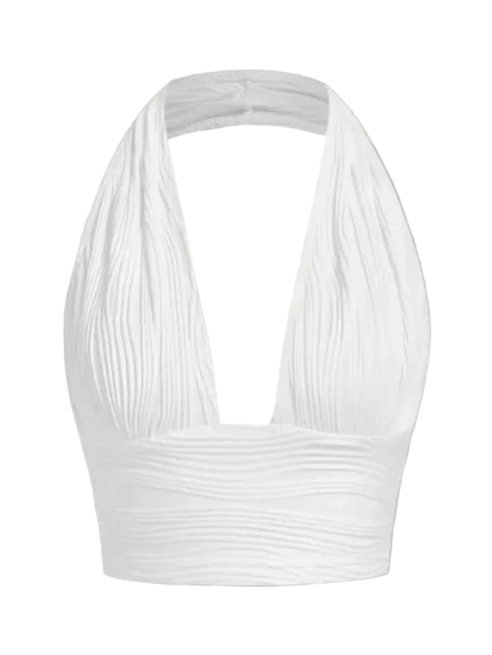 Dame Halter Top | Ærmeløs Top Med Åben Ryg Og Dyb V Hals | Hverdagsbrug Om Sommeren | Vanero
