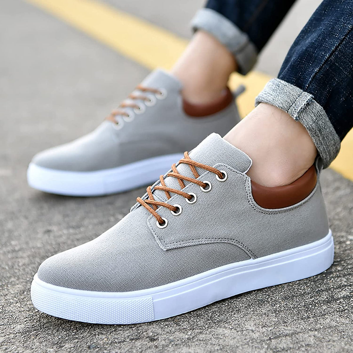 Herre Canvas Sneakers Lav Profil Design | Snørelukket Fritidsfodtøj | Gummisål Til Hverdag & Fritidsbrug | Vanero