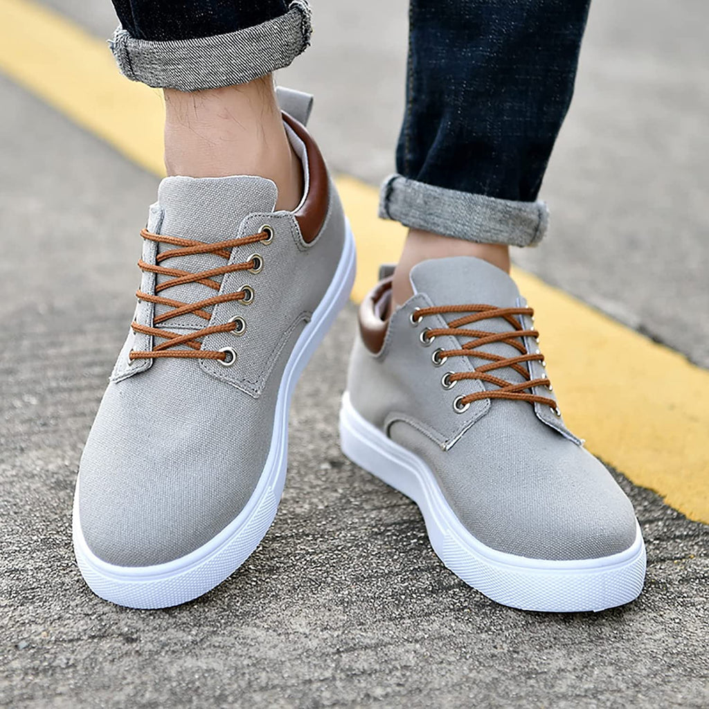 Herre Canvas Sneakers Lav Profil Design | Snørelukket Fritidsfodtøj | Gummisål Til Hverdag & Fritidsbrug | Vanero