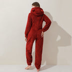Dame Jumpsuit i Plys | Hætte & Lange Ærmer Med Lynlåslukning | Heldragt Til Vinter, Nattøj & Hjemmebrug | Vanero