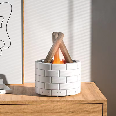 AirFlame Ultrasonisk Luftfugter med Pejselignende Flammeeffekt l Kompakt & Effektiv l Vanero