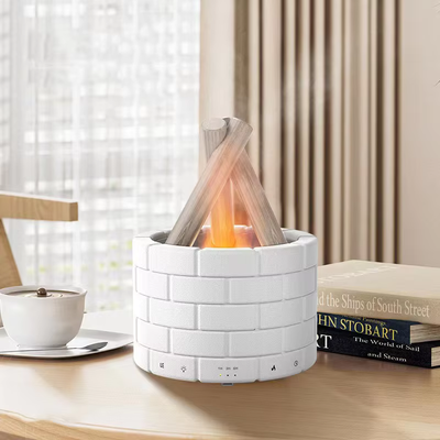 AirFlame Ultrasonisk Luftfugter med Pejselignende Flammeeffekt l Kompakt & Effektiv l Vanero