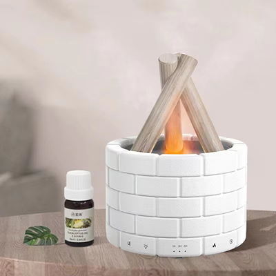 AirFlame Ultrasonisk Luftfugter med Pejselignende Flammeeffekt l Kompakt & Effektiv l Vanero