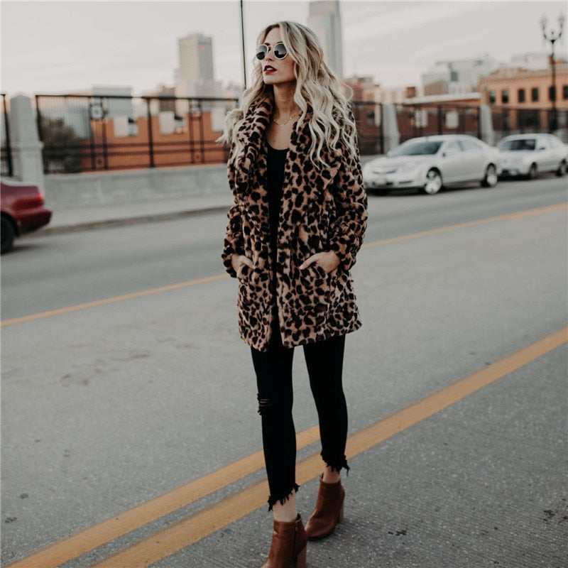 Dame Jakke Polyester | Regular Fit Åben Jakke Med Hætte | Leopardprint Til Hverdagsbrug & Sæsonbrug | Vanero