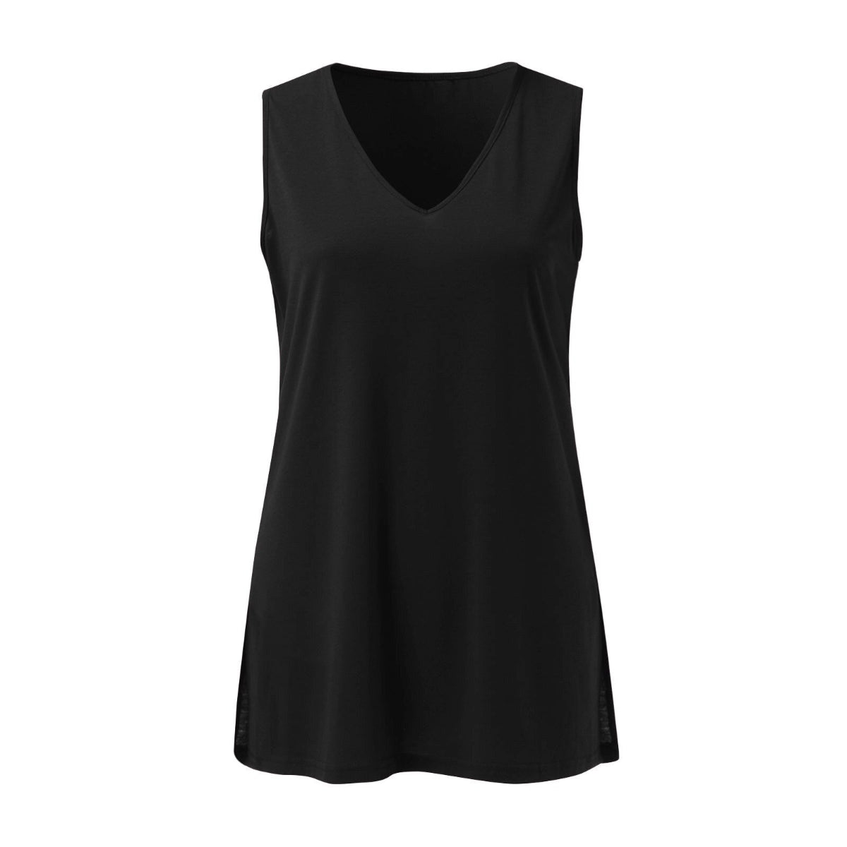 Dame Top Polyester | Ærmeløs V-Hals Top | Let Sommerstil til Hverdags- og Fritidsbrug | Vanero