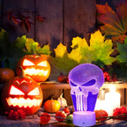 3D Kranie Illusionslampe med LED | Blåt Lys & Optisk Displaydesign | Dekorativ Bordlampe Til Halloween & Temarum | Vanero