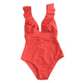 Dame Badedragt | Polyester Badedragt Med Flæsedetaljer Og Bindebånd | Strand Og Pool | Vanero