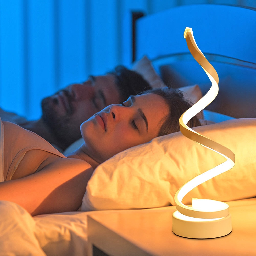 LED Bordlampe Spiraldesign | Dæmpbar Lampe med Integreret LED | Justerbar Indendørs Belysning | Vanero