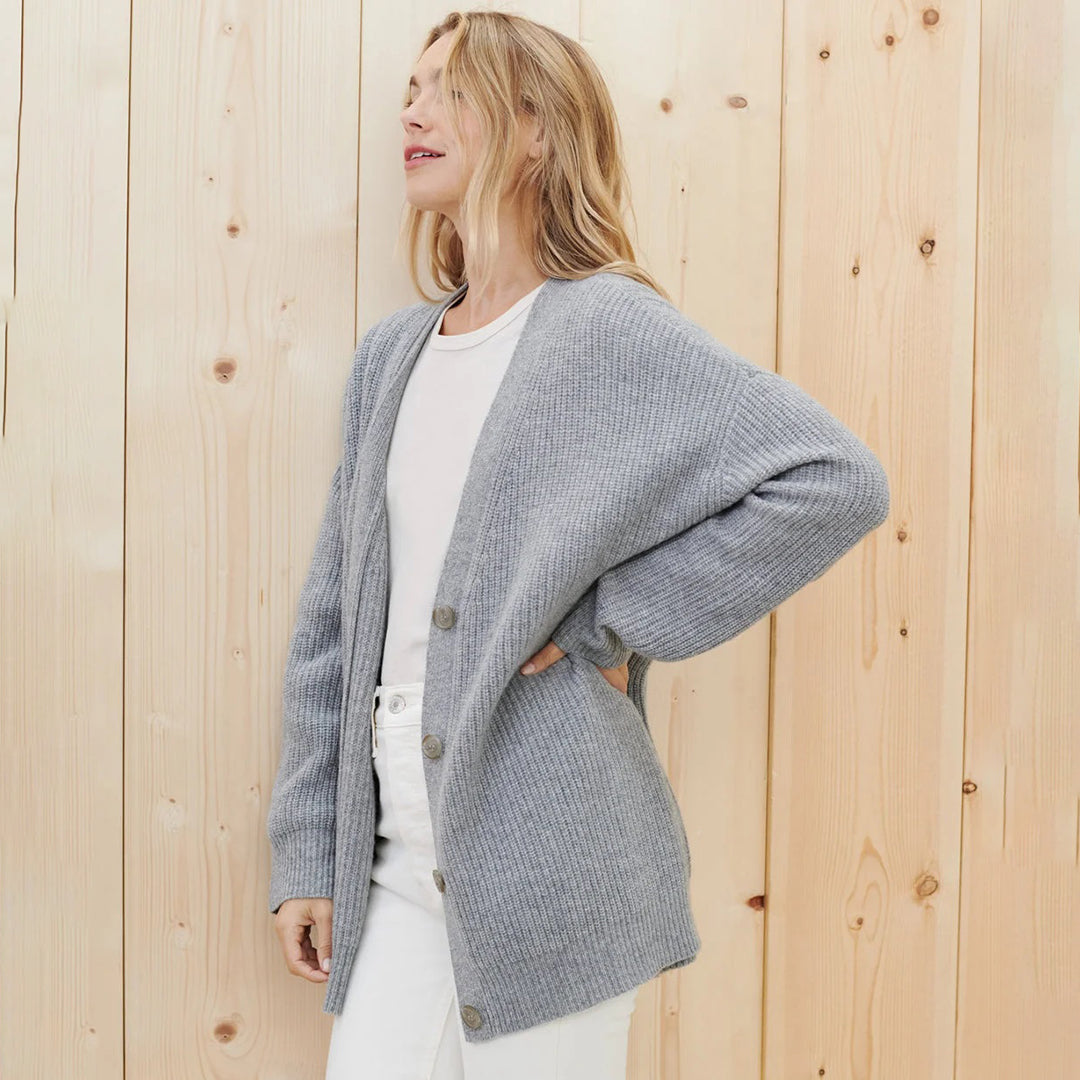 Dame Strikcardigan Strikmateriale | Løs Pasform Cardigan | Knaplukning Foran Til Hverdagsbrug & Lag-På-Lag Styling | Vanero