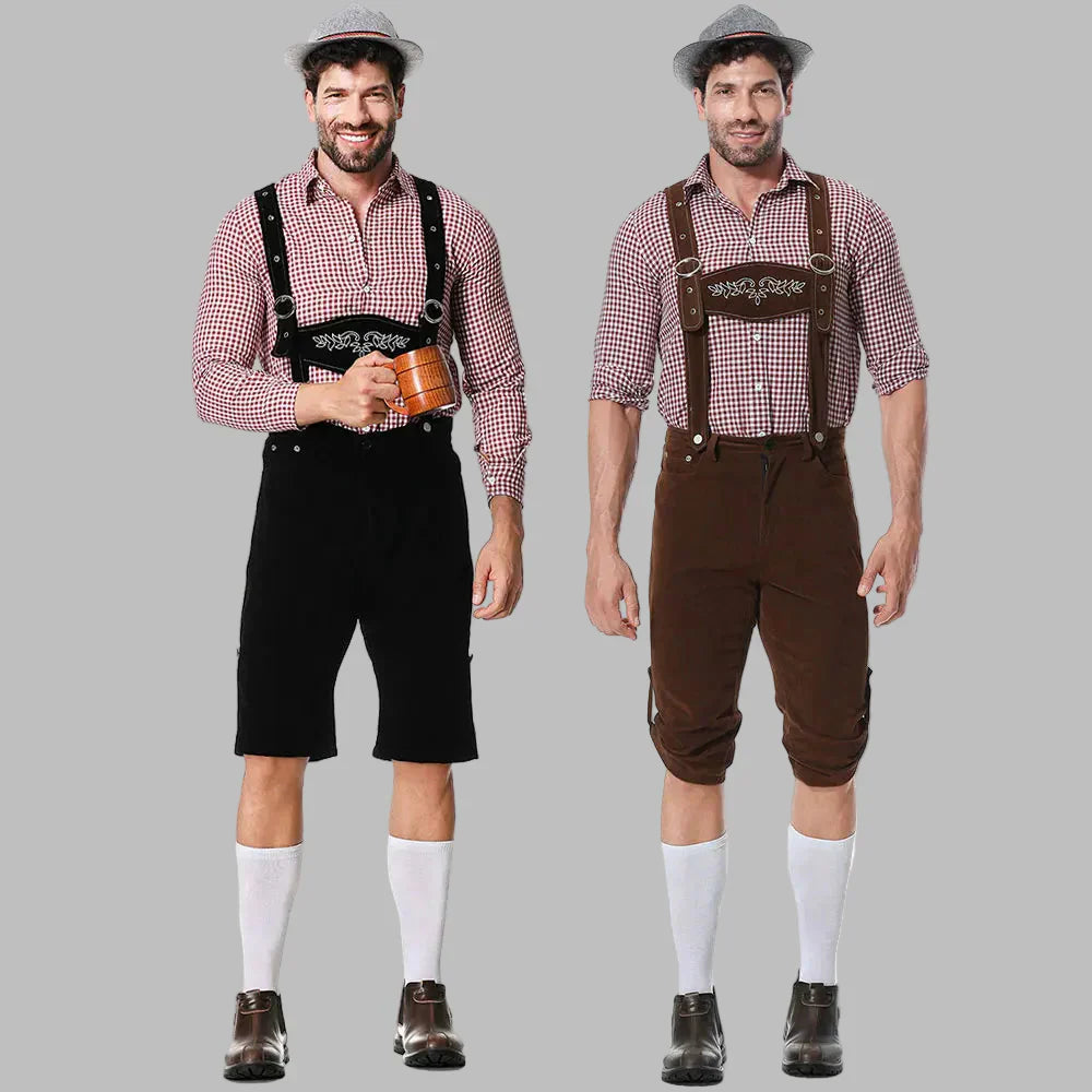 Herren Oktoberfest Lederhosen Kostume | Traditionelle shorts med seler | Vanero