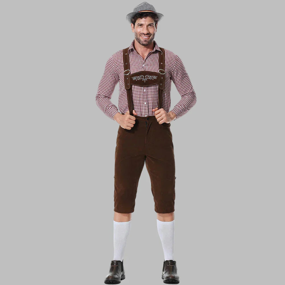 Herren Oktoberfest Lederhosen Kostume | Traditionelle shorts med seler | Vanero