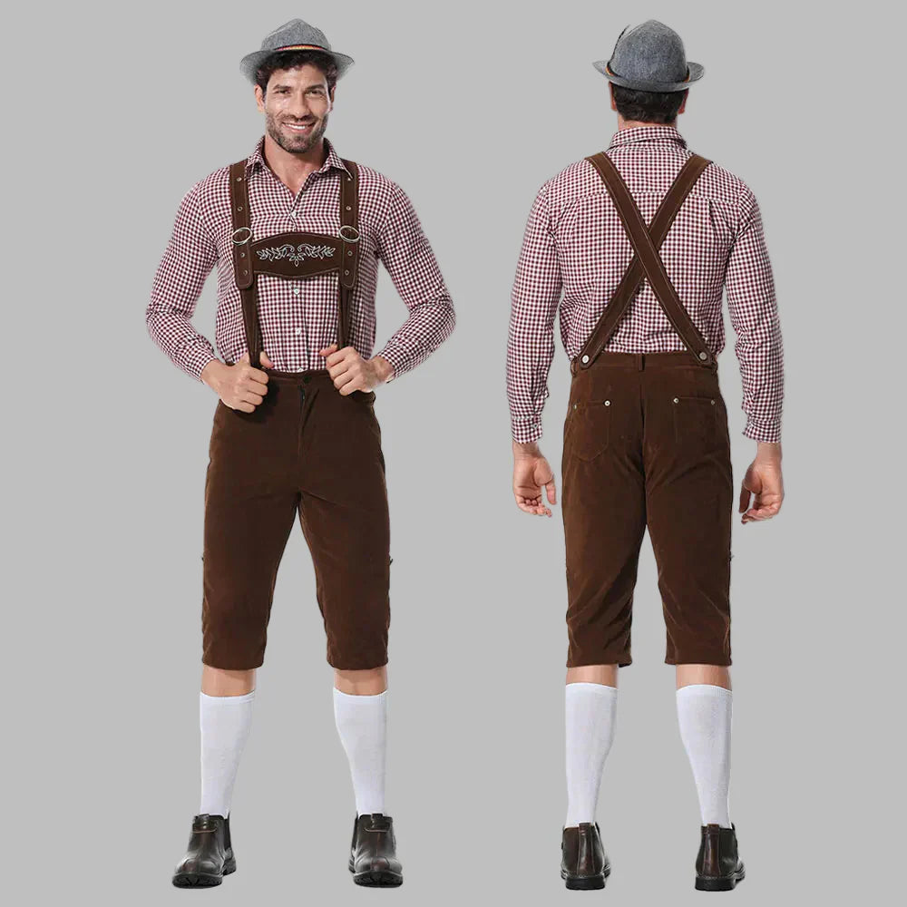 Herren Oktoberfest Lederhosen Kostume | Traditionelle shorts med seler | Vanero
