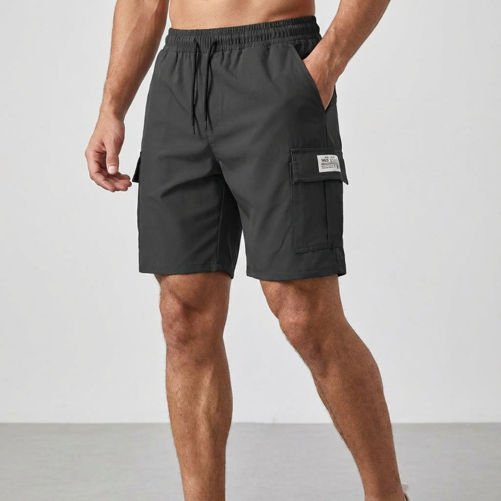 Herre Cargo Shorts Polyesterblanding | Regular Fit Cargo Shorts | Elastisk Talje Design til Hverdagsbrug & Fritidsaktiviteter | Vanero
