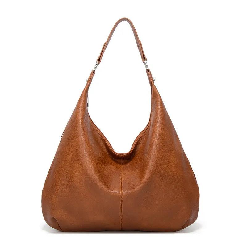 Stor Skuldertaske | Rummeligt Hovedrum & Justerbar Skulderrem | Camel-Farvet Taske Til Arbejde & Rejser | Vanero
