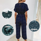 Dame Jumpsuit I Bomuldsblanding | Løstsiddende V-Hals Med Korte Ærmer | Sommerbrug | Vanero